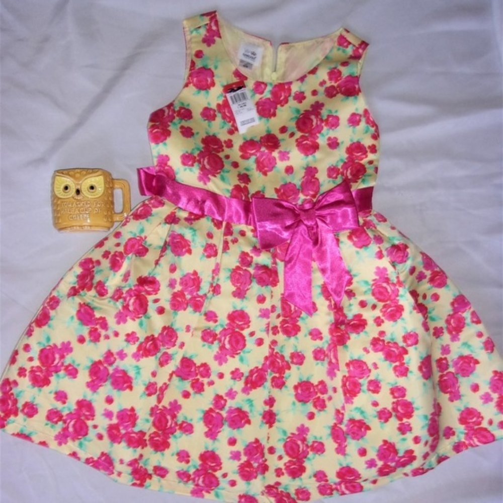 New girls roses yellow dress up formal holiday